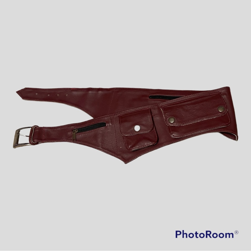 Beautiful handmade burgundy leather belt purse